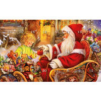 CHRISTBAUMSCHMUCK Adventskalender Santa mit Mädchen Mehrfarbig 4cm (Glas / 24 Stk.) - Multicolor, Glas (3/4/3cm) - Krebs Glas Lauscha