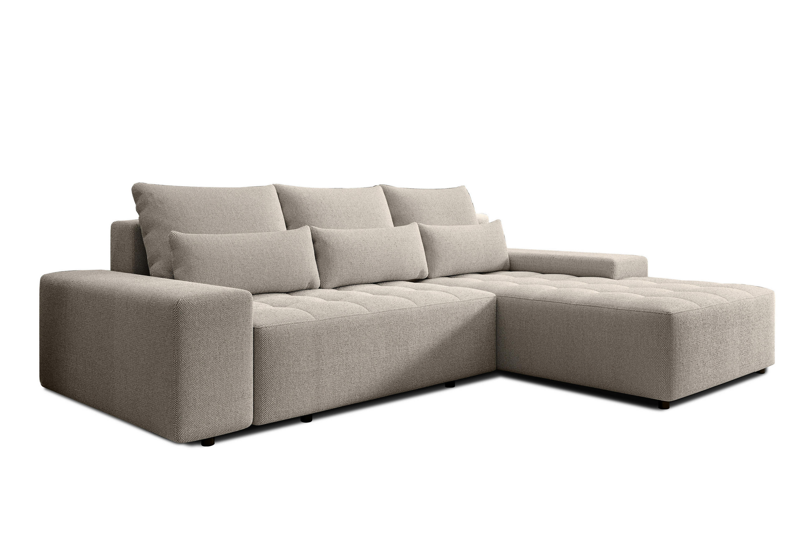 ECKSOFA L Form Alvorada Creme 280/184/88 cm – modernes Sofa fürs Wohnzimmer - Creme/Schwarz, Kunststoff/Textil (280/184cm) - AX Living