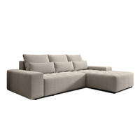 ECKSOFA L Form Alvorada Creme 280/184/88 cm – modernes Sofa fürs Wohnzimmer - Creme/Schwarz, Kunststoff/Textil (280/184cm) - AX Living