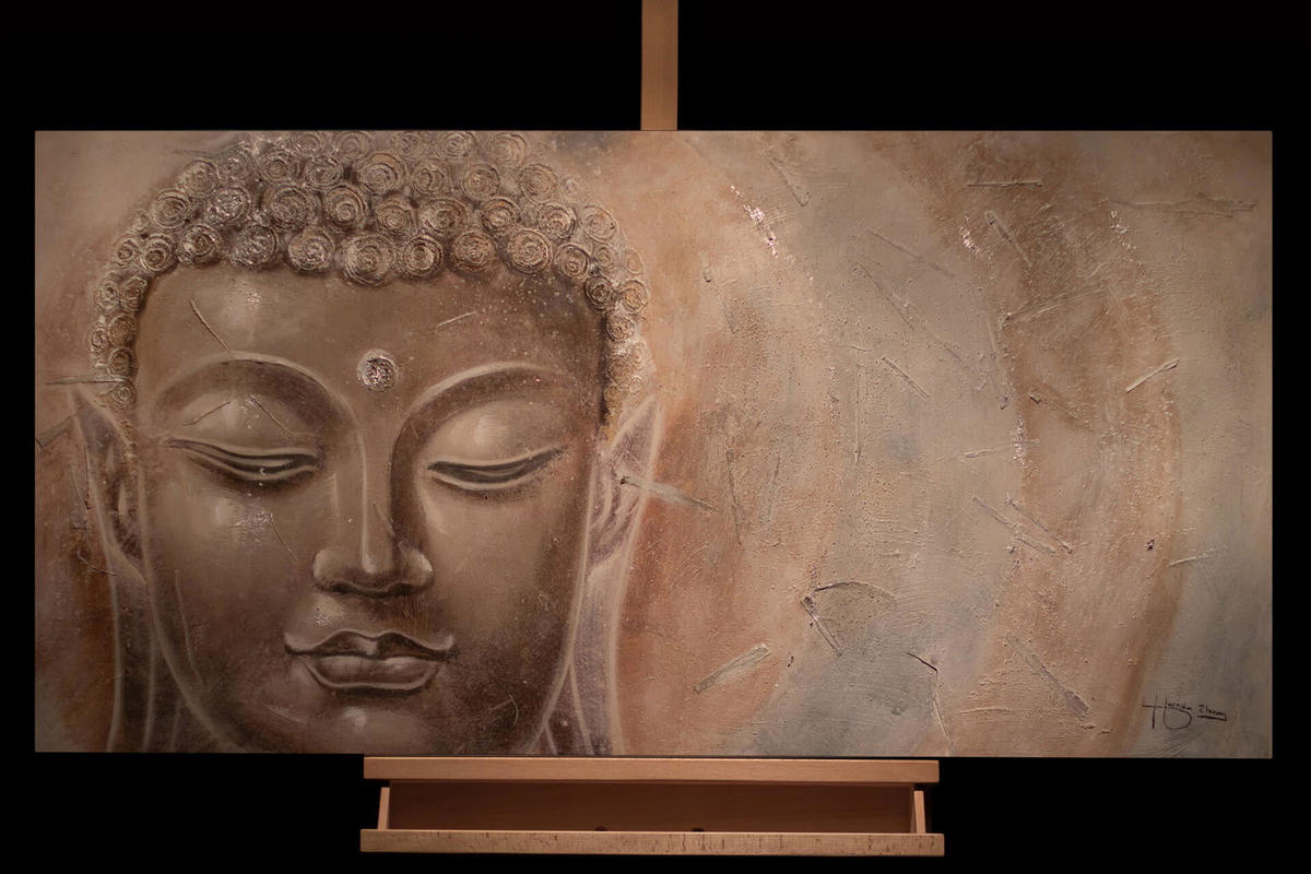 ACRYLBILD HANDGEMALT 120/60 cm - Beige, Holz/Textil (120/60cm) - KUNSTLOFT