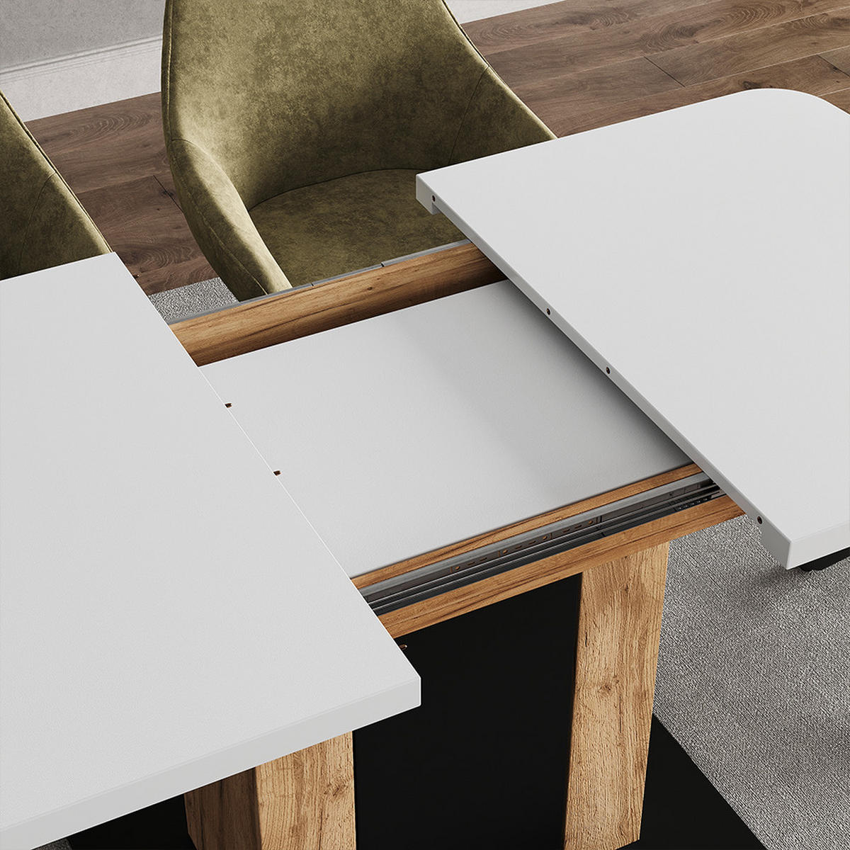 ESSTISCH Fenaro Weiß/Goldkraft Eiche 120 x 80 cm - Honigeiche/Weiß, Holzwerkstoff (80/120/76cm) - Vicco