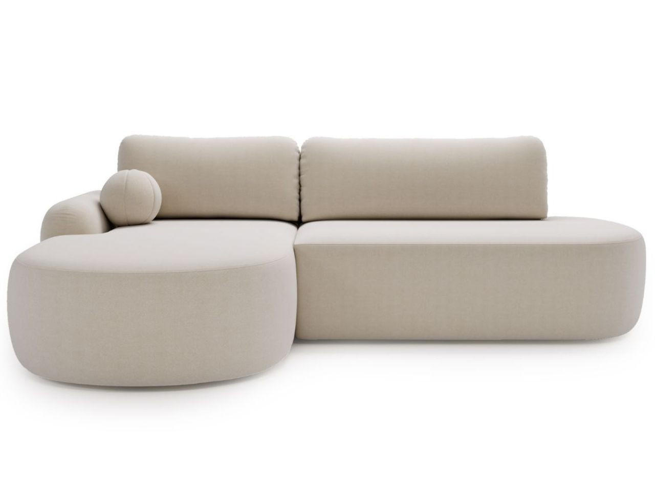 ECKSOFA Aurio O Bouclé-Stoff Creme Links - Creme, Holz/Textil (271/177cm) - Graingold