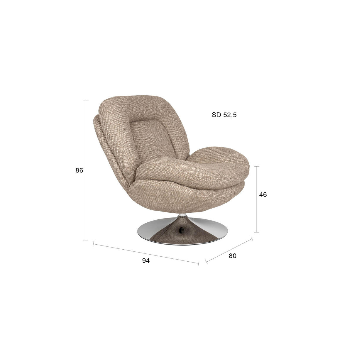 SESSEL Romy Braun - Braun, Kunststoff (80/86/94cm) - Housecraft Living