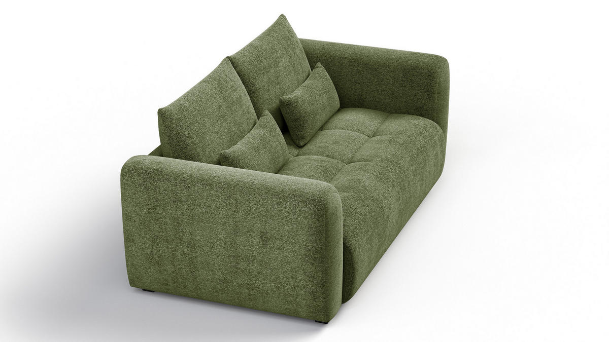 SOFA SORENO 3-Sitzer, dunkelgrün - Dunkelgrün/Schwarz, Holz/Textil (214/94/114cm) - Courtois Laville