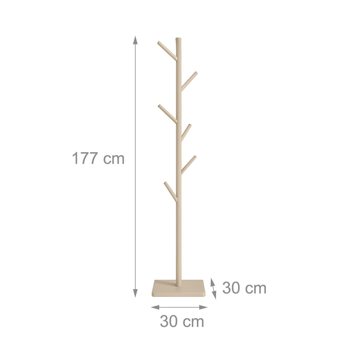 GARDEROBENSTÄNDER - Beige, Holz/Holzwerkstoff (30/177/30cm) - Relaxdays