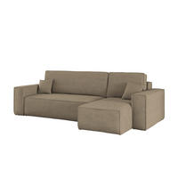 ECKSOFA Mit Schlaffunktion Und Bettkasten BEST Stoff Poso Dicker Cord Dunkelbeige Rechts - Cappuccino, Holz/Textil (244/142cm) - Kaiser Möbel