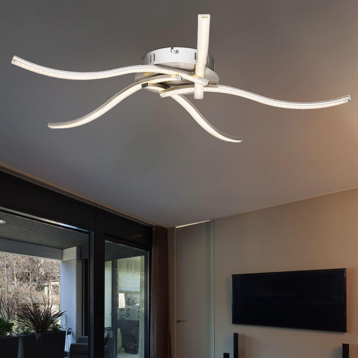 LED DECKENLEUCHTE Jorne Silber Kristalloptik - Silberfarben, Metall (64.5/64.5/7.8cm) - Globo Lighting