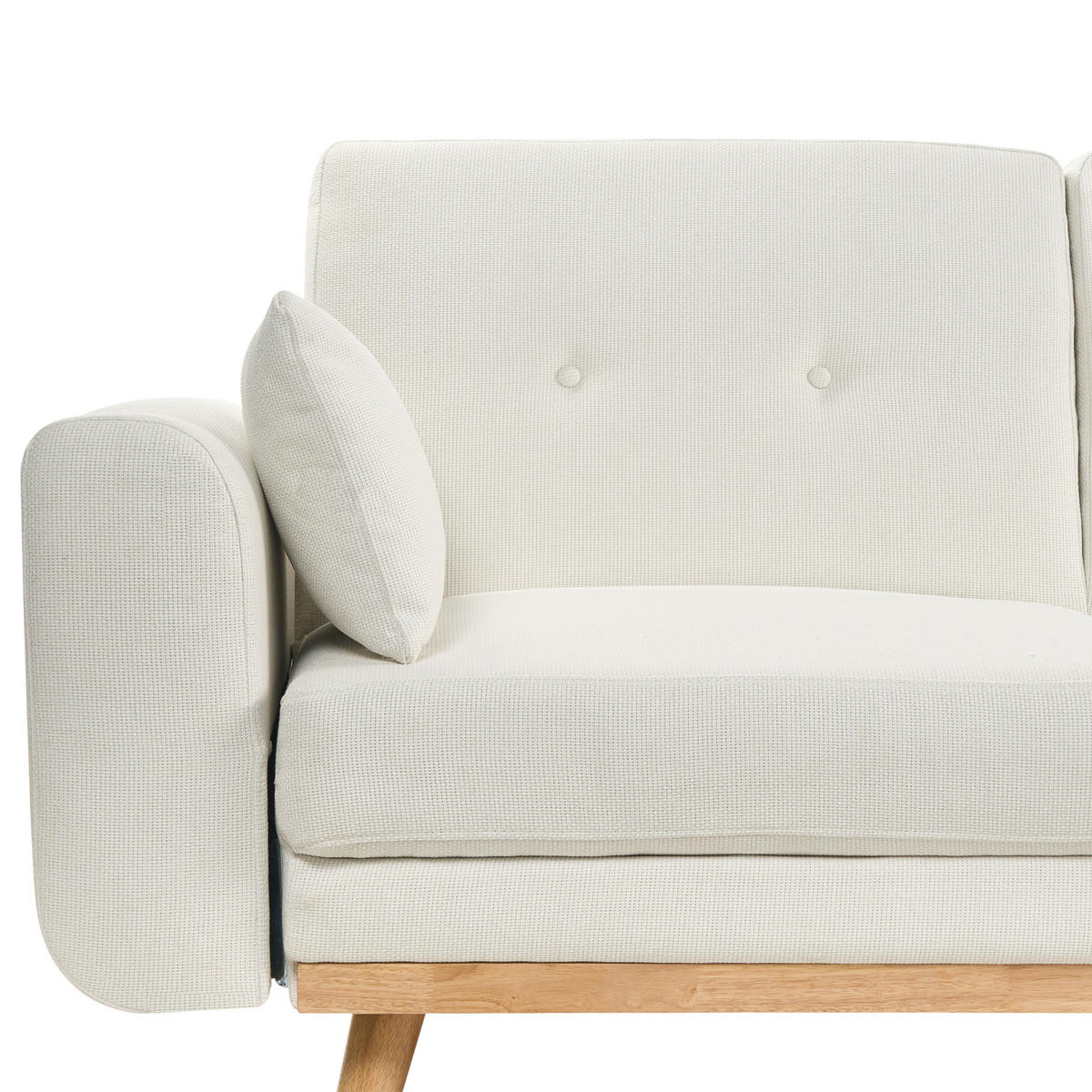 ROZKLÁDACÍ ROHOVÁ POHOVKA 3-místná Látka Bílá levostranná Kaarina - světle hnědá, textil (260/152cm) - Beliani