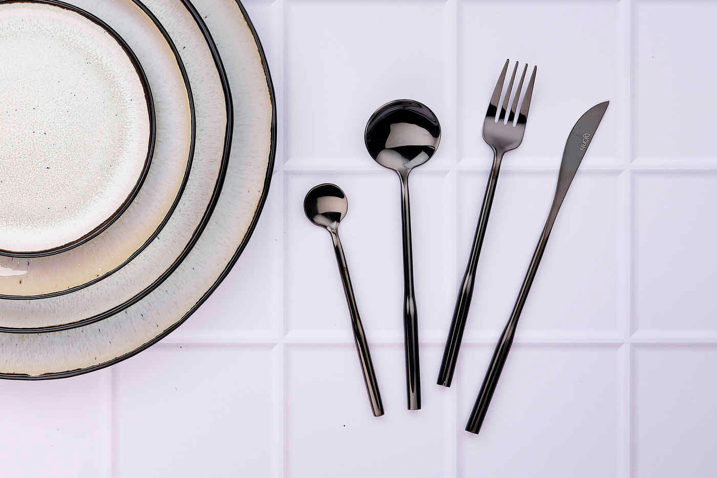 BESTECKSET 24-teilig Abel - Schwarz - Schwarz, Metall - Björn