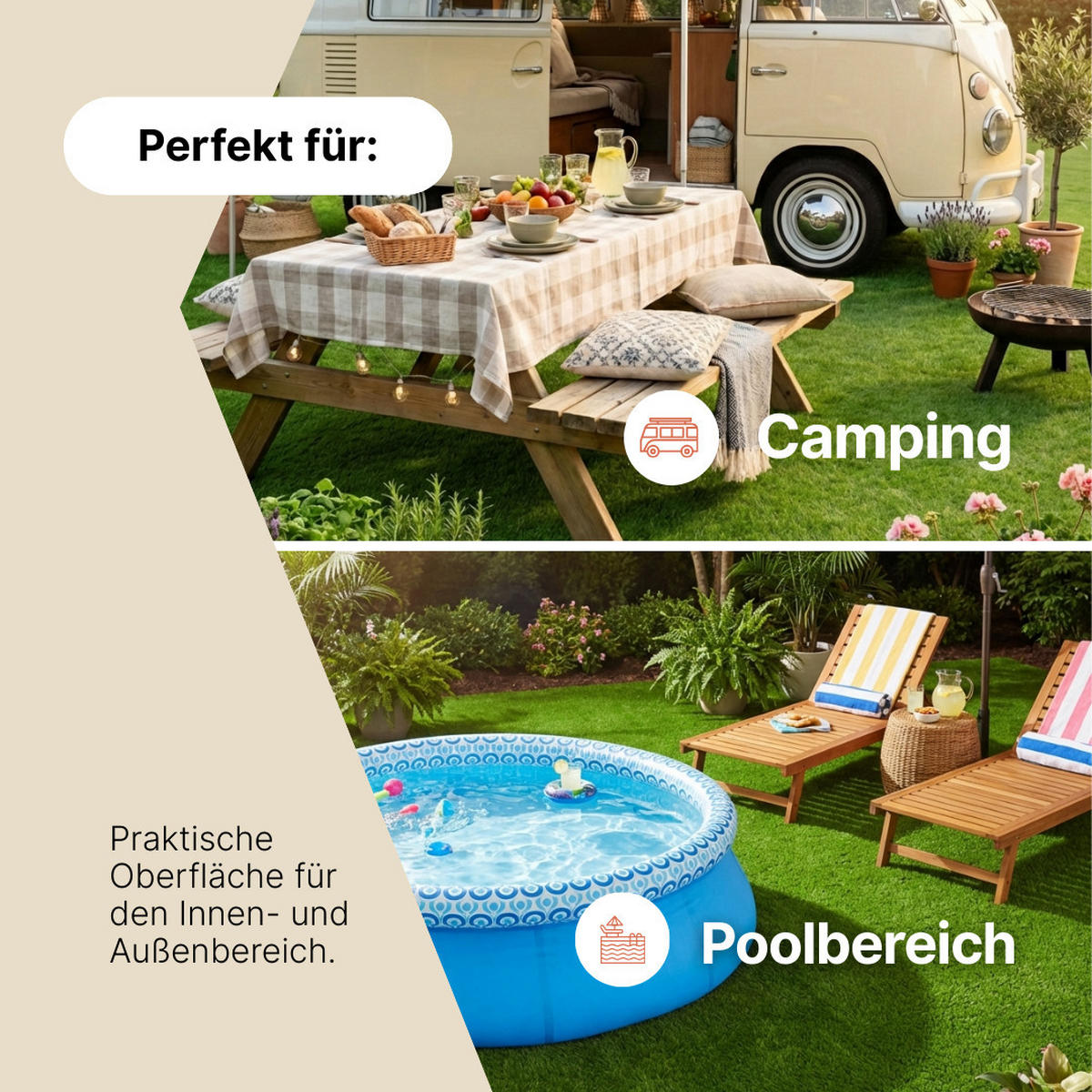 KUNSTRASEN Natural 20 mm – UV-beständig & wetterfest, ideal für Balkon, Terrasse & Garten 200/300 cm - Grün, Textil (200/300cm) - Tapiso
