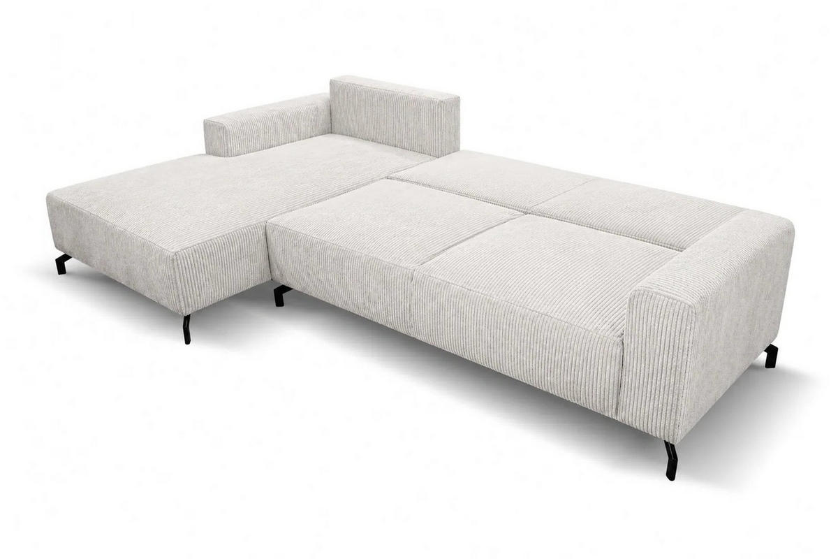 ECKSOFA mit Schlaffunktion Aspen, Beige Cordstoff, Ottomane Links - Beige, Textil (187/312cm) - VENASI MÖBEL