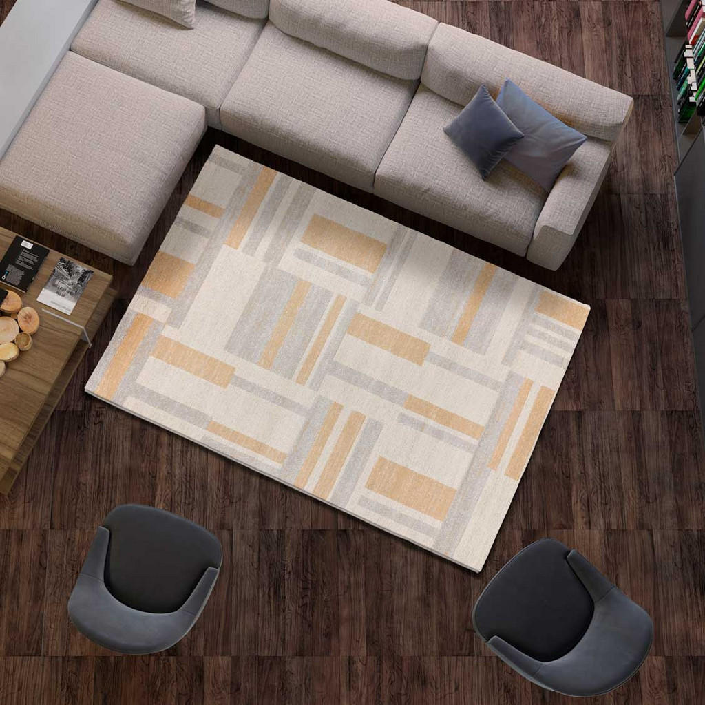 Thumbnail - Atticgo Webteppich, Grau, Beige, Textil, Grafikmuster, Rechteckig, 160x230 cm, Oeko-Tex® Standard 100, für Fußbodenheizu...