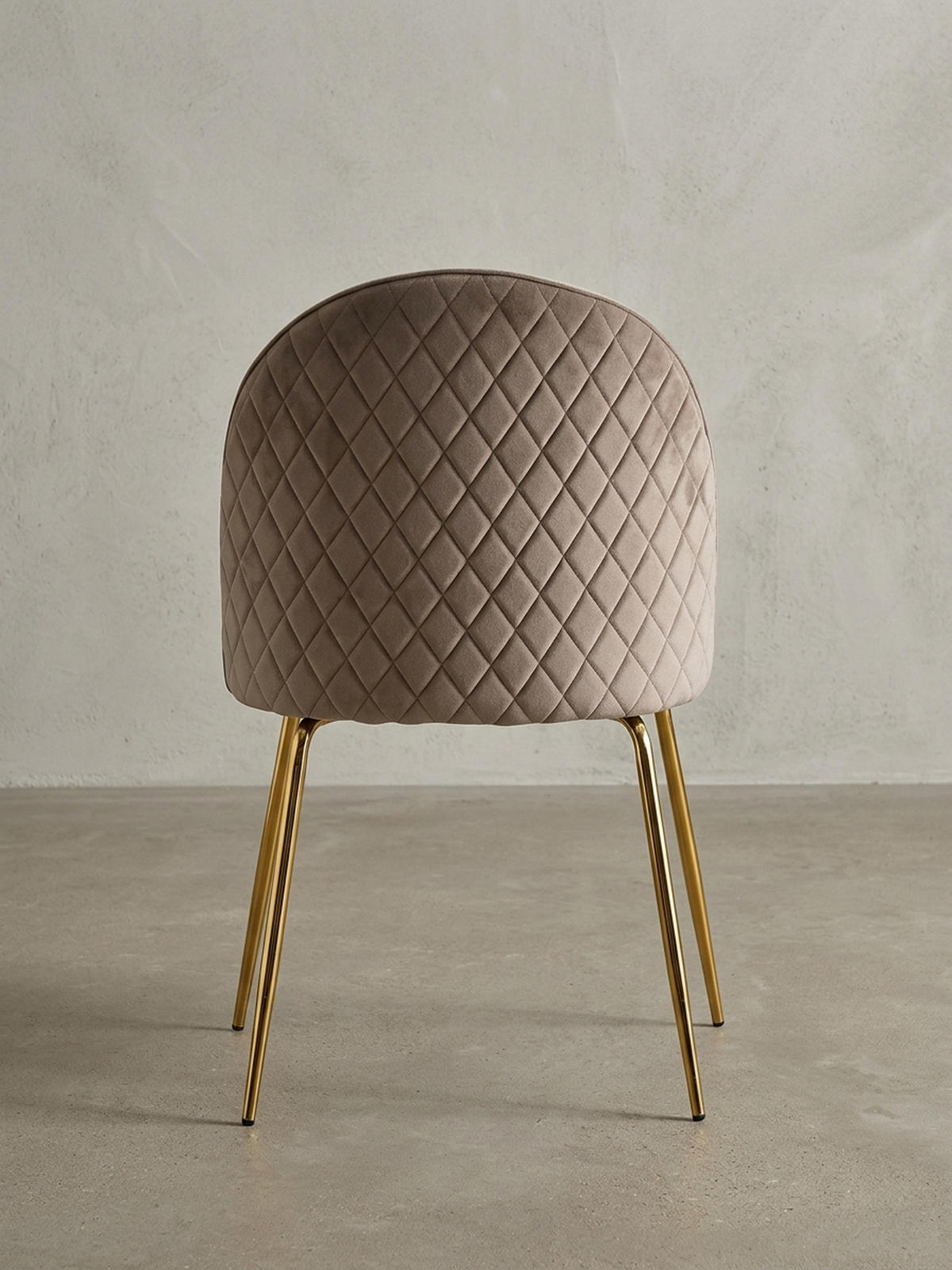 ESSZIMMERSTUHL 2er Set Samtbezug mit Metallgestell Diamantsteppung Skandinavisch gepolstert, Beige 53x50x87 cm - Beige/Goldfarben, Textil/Metall (53/87/50cm) - KADIMA DESIGN