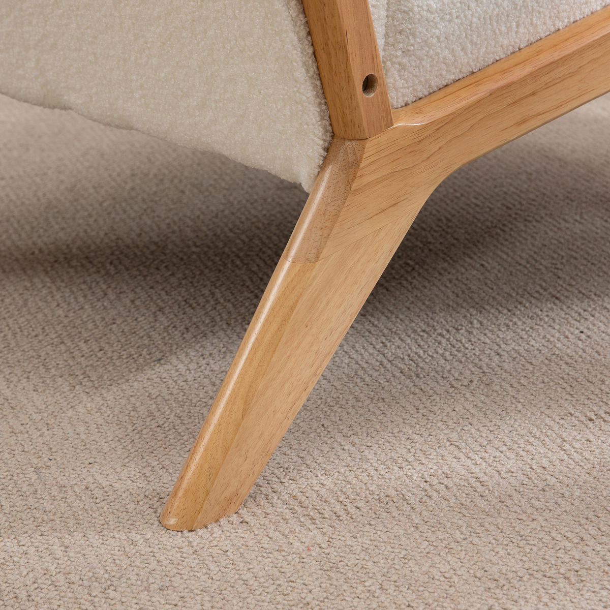 ARMLEHNSTUHL DE-13222 3 Kissen & tiefe Sitzfläche Creme - Creme, Holz (78/76/61cm) - ComfortXL