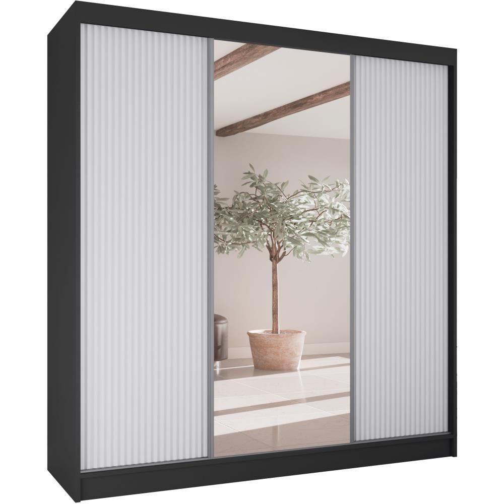 SCHWEBETÜRENSCHRANK Ramos II 200/61/215 schwarz+weiß - Schwarz/Weiß, Holzwerkstoff (200/215/61cm) - Beautysofa