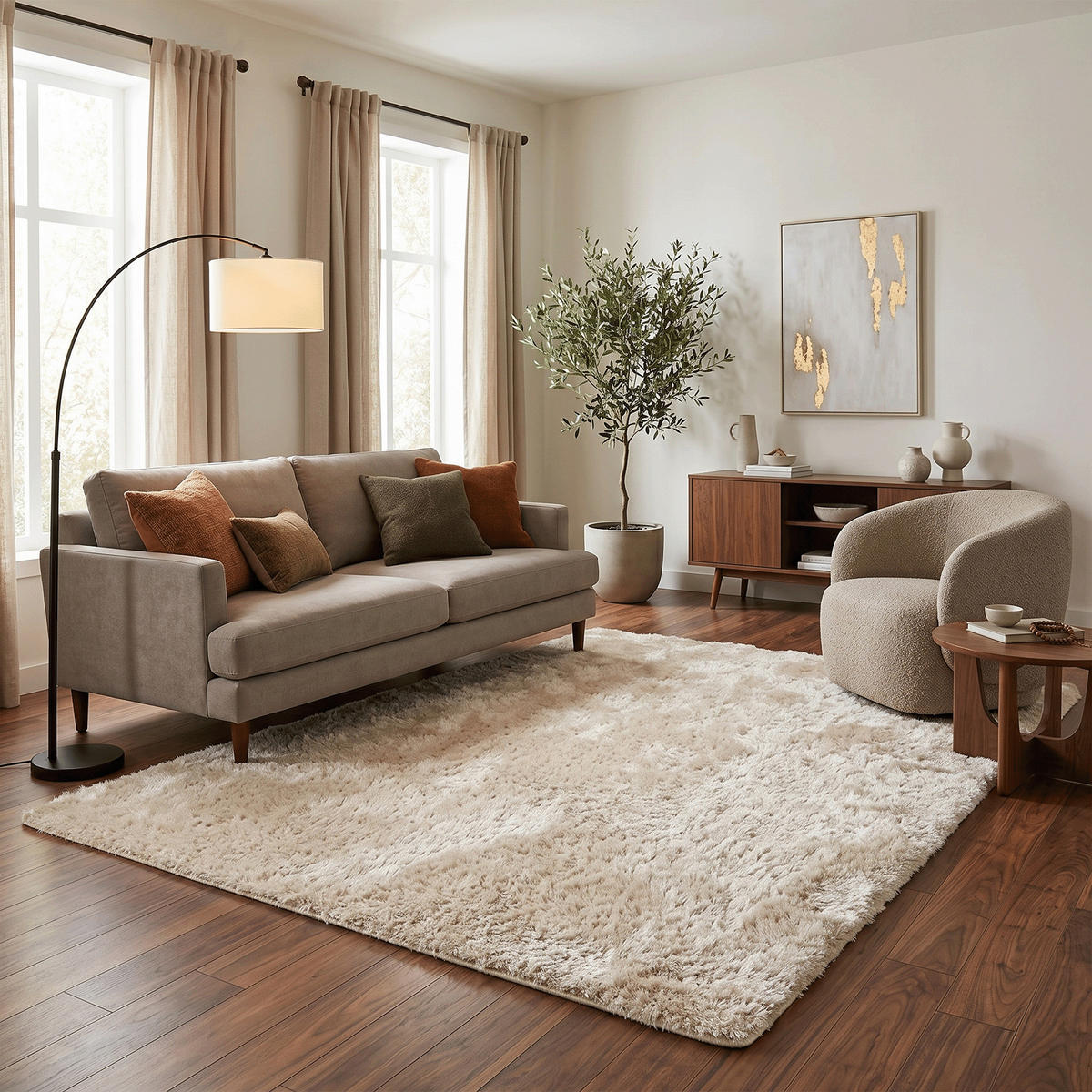 HOCHFLOR SHAGGY TEPPICH LUXUS FEELING MIX - Beige, Textil (100/300cm) - Snapstyle