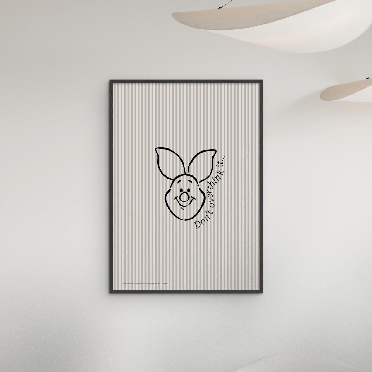 POSTER mit Rahmen Disney - Disney - Piglet Don’t Overthink It - Beige/Schwarz, Holz/Papier (50/70cm) - Poster&Frame