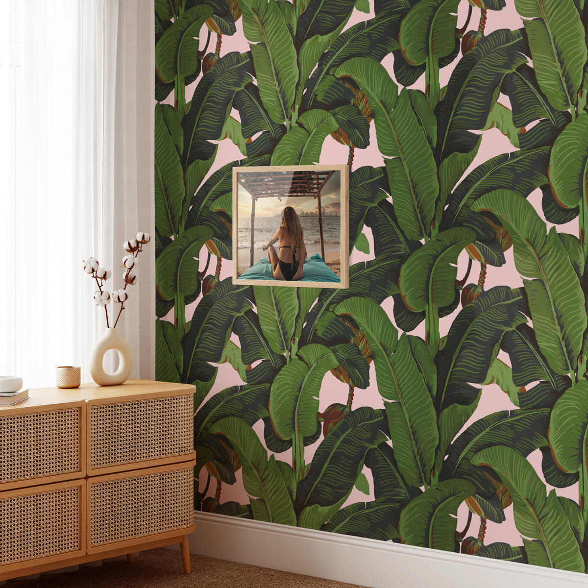TAPETE Bananenblätter aus echtem Papier, 200x280cm, 8 Bögen - Pink, Papier (200/280cm) - WALLPAPERS4BEGINNERS
