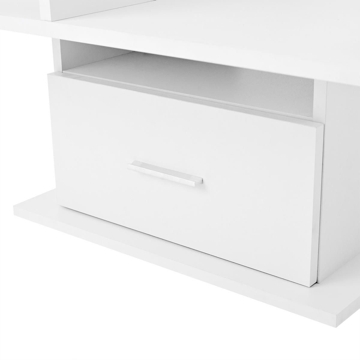 COUCHTISCH in Weiß mit LED und höhenverstellbarer Tischplatte für Wohnzimmer, B78/T78/H45 cm - Weiß, Glas/Holzwerkstoff (78/78/45.5cm) - STILVORA
