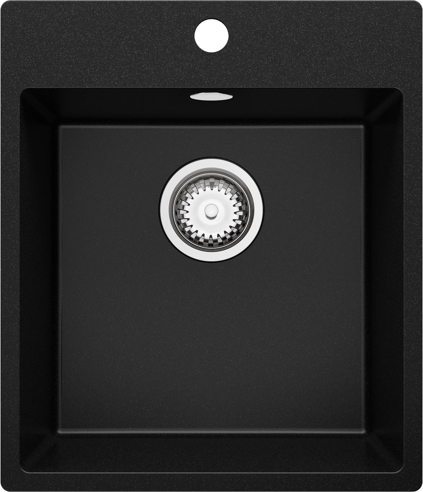 SPÜLBECKEN Riga, 2-er set Schwarz 43/50 cm 1 Becken + Ablauf-Set ab 45er Unterschrank - Chromfarben/Schwarz, Kunststoff (43/20/50cm) - Primagran