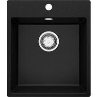 SPÜLBECKEN Riga, 2-er set Schwarz 43/50 cm 1 Becken + Ablauf-Set ab 45er Unterschrank - Chromfarben/Schwarz, Kunststoff (43/20/50cm) - Primagran