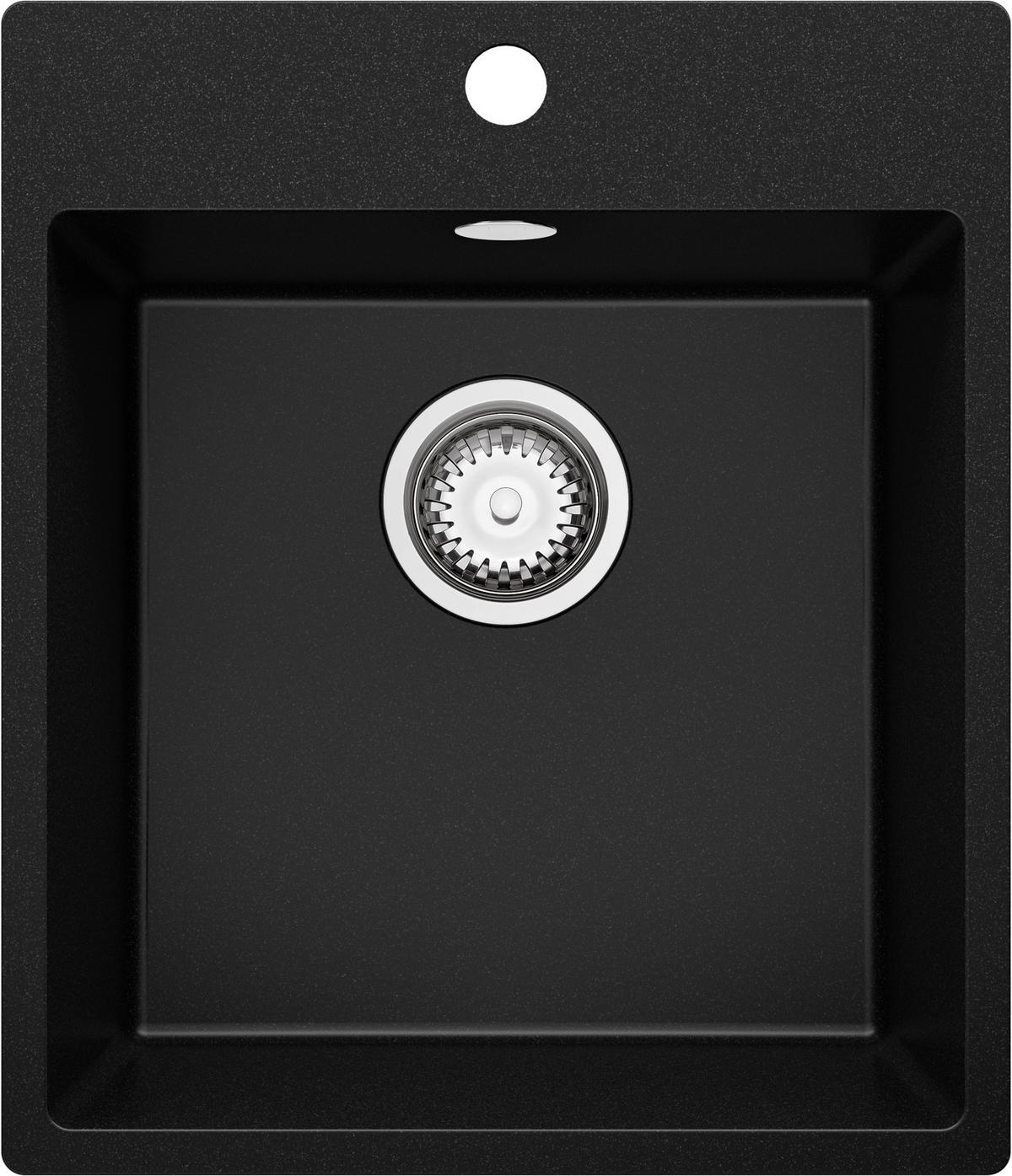 SPÜLBECKEN Riga, 2-er set Schwarz 43/50 cm 1 Becken + Ablauf-Set ab 45er Unterschrank - Chromfarben/Schwarz, Kunststoff (43/20/50cm) - Primagran