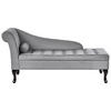 CHAISELONGUE Samtstoff hellgrau mit Bettkasten linksseitig Pessac - Schwarz/Grau, Textil (145/71/62cm) - Beliani