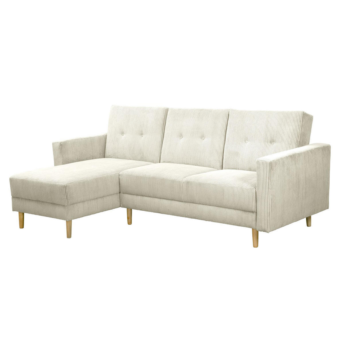 FUNKTIONSSOFA mit Hocker Kattie Cordstoff creme - Creme, Kunststoff (144/230cm) - 58aufmkessel