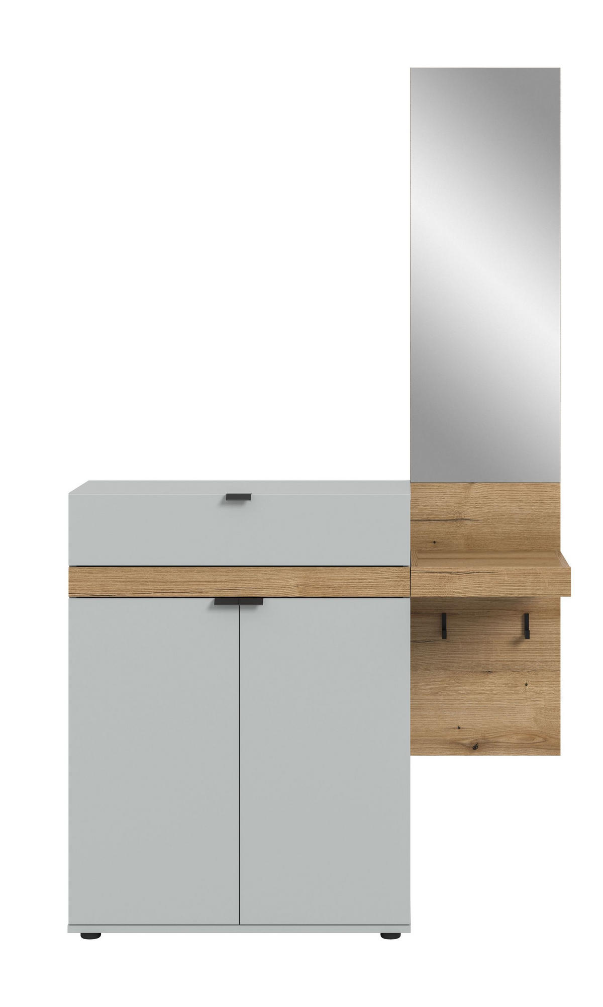 GARDEROBEN-SET NARO 2-tlg. (B/H/T: ca. 110/194/37 cm) in grau/grau - Grau, Holzwerkstoff (110/194/37cm)