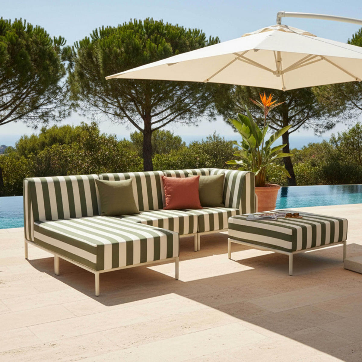 HOCKER, Kakigrün - Grün, Textil (72/38/77cm) - Oviala
