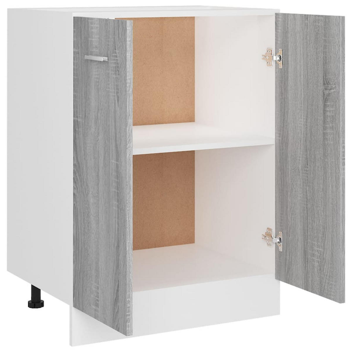 KÜCHENUNTERSCHRANK Lyon mit 2 Türen 60/46/81,5 cm aus Holzwerkstoff Grau Sonoma Dekor - Silbereichenfarben, Holz (60/81.5/46cm) - vidaXL
