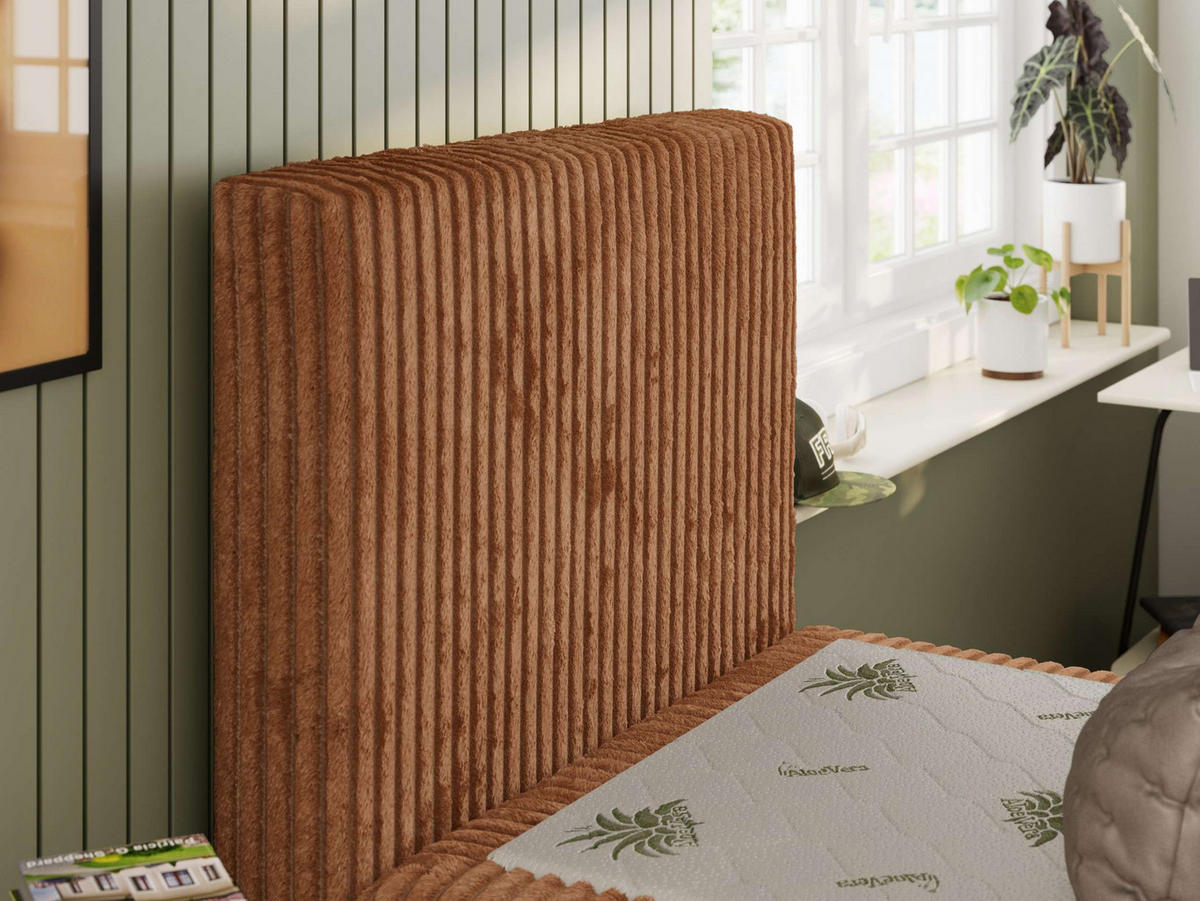 JUGENDBETT TILIO 90/200 - Orange - H4 - Links Seite - Orange, Textil (90/200cm) - MKS