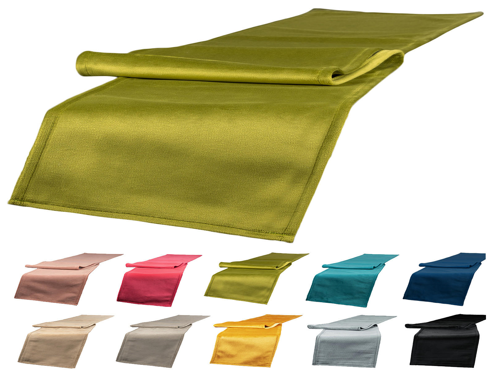 TISCHLÄUFER Samt&Sonders mai-grün 140/40 cm - Olivgrün/Grün, Textil (40/140cm) - beties Heimtextil