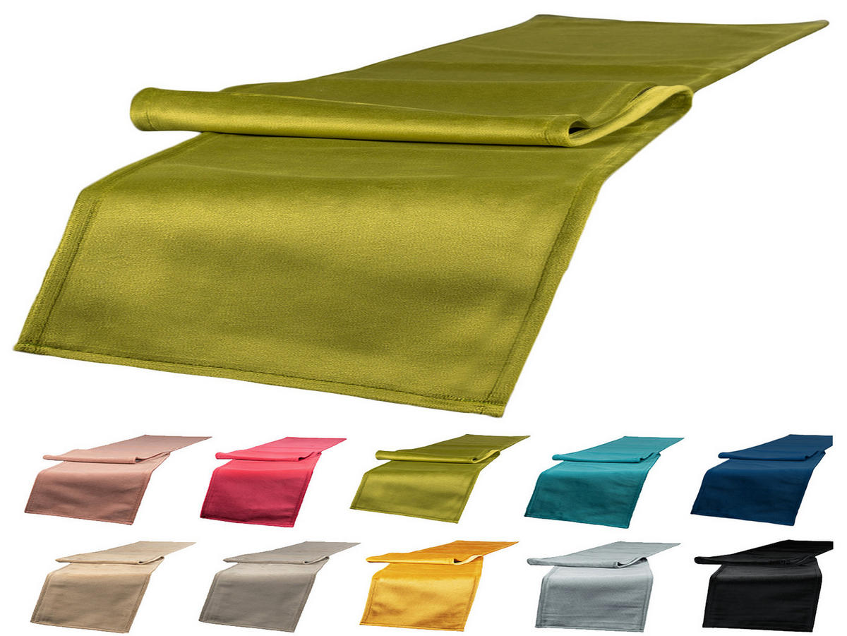 XL-TISCHLÄUFER Samt&Sonders mai-grün 220/40 cm - Olivgrün/Grün, Textil (40/220cm) - beties Heimtextil
