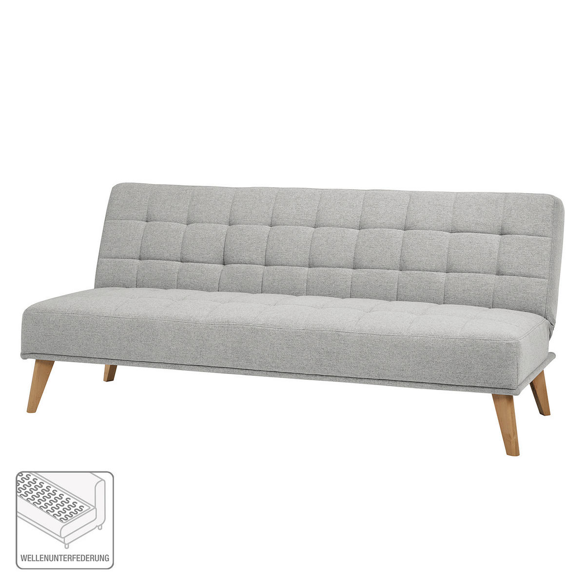SCHLAFSOFA - Hellbraun/Hellgrau, Holz/Birkenholz (180/81/86cm) - home24