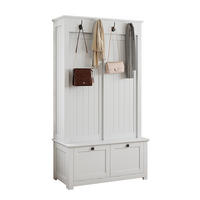 SCHUHSCHRANK aus MDF 100x50x180cm in Weiß mit Schiebetüren & Haken - Weiß, Holzwerkstoff (100/180/50cm) - Modfu