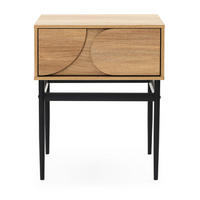 NACHTTISCH Holz mit Schublade, Metallbeinen, Holzoptik | B47.5 x T39 x H58 cm - Braun, Holzwerkstoff (47.5/58/39cm) - Hometopia