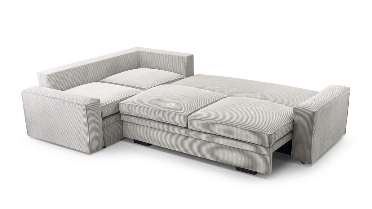 ECKSOFA L Form Treville Hellgrau 296/196/94 cm – Links, mit Bettkasten und Schlaffunktion - Hellgrau/Schwarz, Kunststoff/Textil (196/296cm) - AX Living