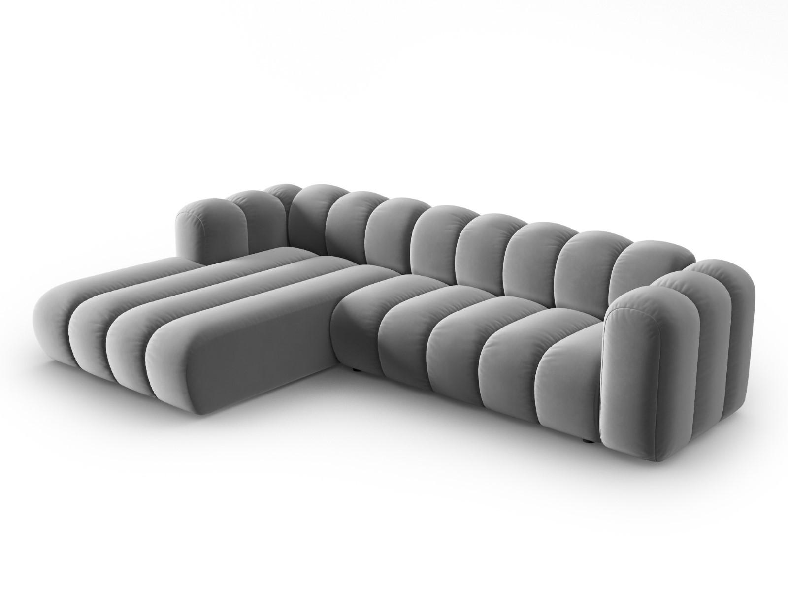 ECKSOFA modular links Lupine aus Samt grau 4 Sitzplätze - Grau, Textil (177/290cm) - Micadoni