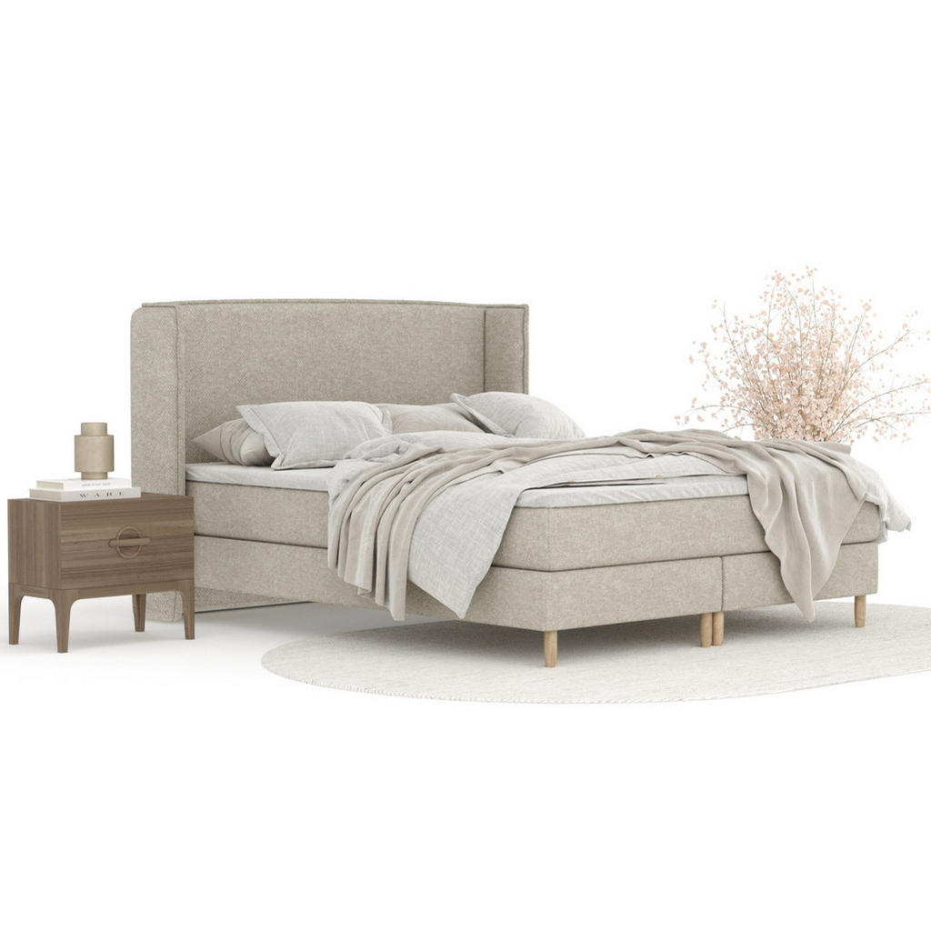 Thumbnail - Maison de Reve Kontinentalbett, Beige, Grau, Textil, Buche, Kiefer, H3, Höhe ca. 20 cm, 200x200 cm, Oeko-Tex® Standard 1...
