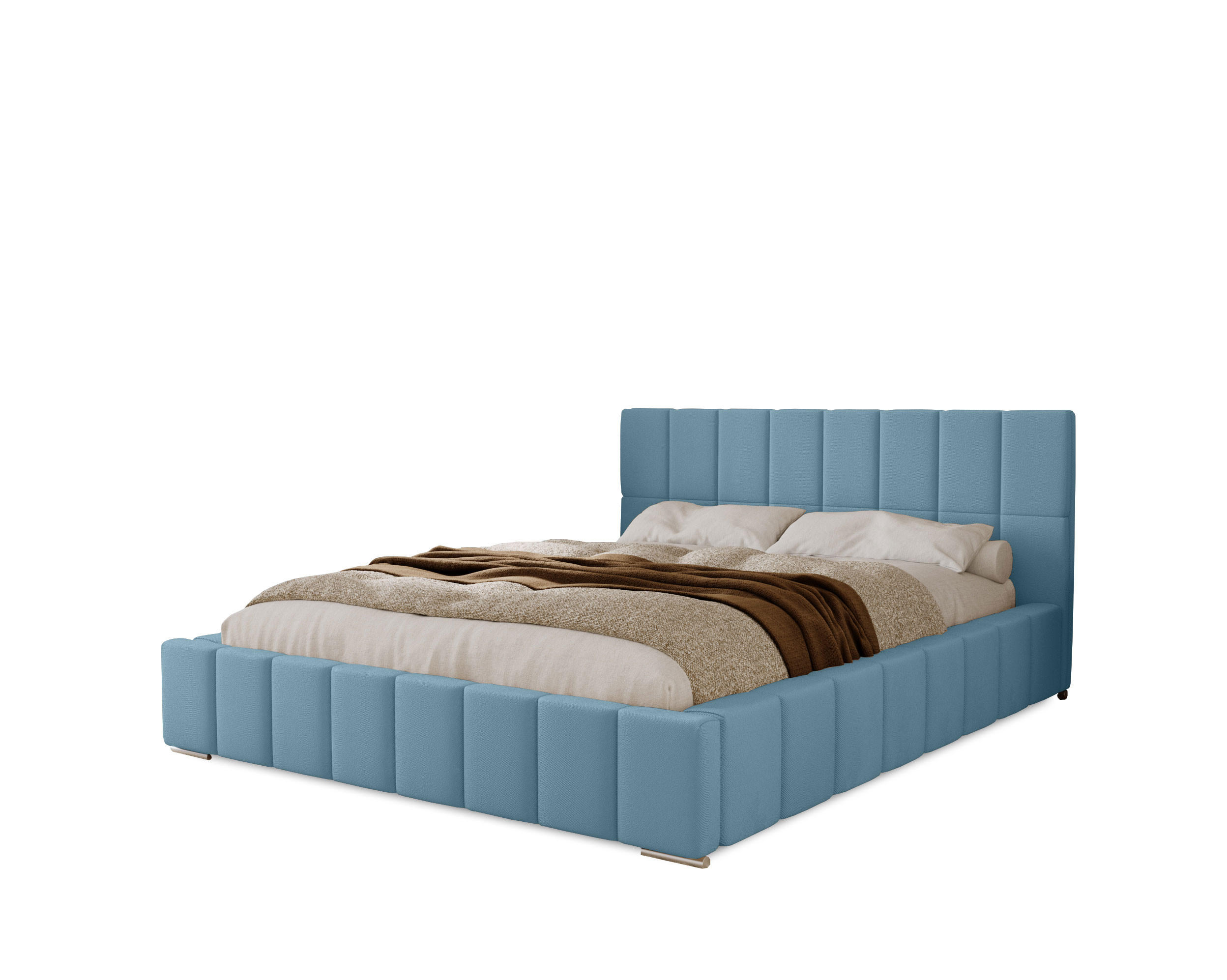 POLSTERBETT Alma 160x200 cm, Doppelbett mit Bettkasten und Lattenrost aus Holz, Velourstoff: Hellblau - Hellblau, Holz/Kunststoff (160/200cm) - Marpur