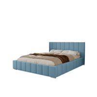 POLSTERBETT Alma 200x200 cm, Doppelbett mit Bettkasten, Lattenrost und Matratze aus Holz, Velourstoff: Hellblau - Hellblau, Holz/Kunststoff (200/200cm) - Marpur