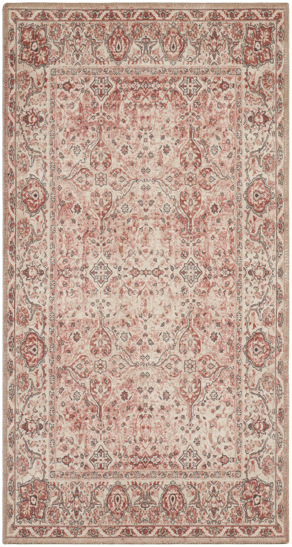 VINTAGE-TEPPICH mit Blumenmuster in Rosa und Creme Carry 80x150 cm - Pink, Textil (80/150cm) - Nazar Rugs
