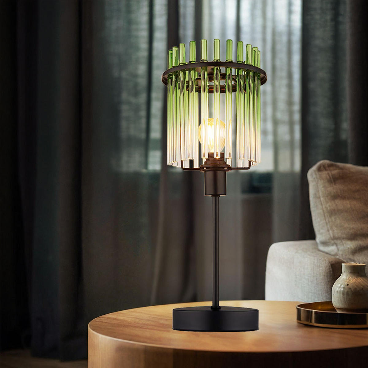 LED TISCHLEUCHTE Grün - Grün, Glas (15/15/37.5cm) - Globo Lighting