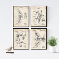 POSTER Set mit 4 Jahrgang PATENTEN Segler A4 Rahmenlos - Klar, Papier (29.7/3cm) - Nacnic