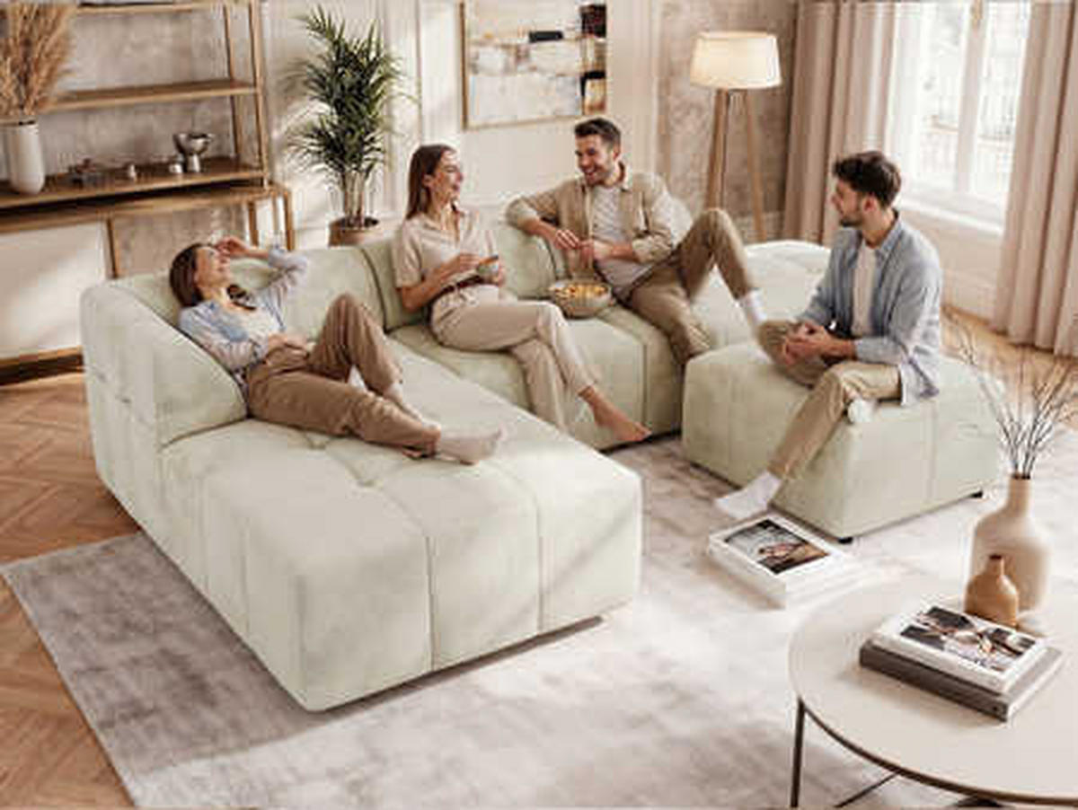 ECKSOFA GRIDA 4M L Beige Cord - Rechts - Beige/Creme, Kunststoff/Textil (176/335cm) - MKS