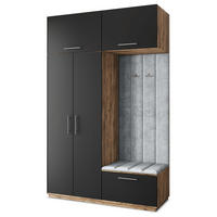 GARDEROBENSCHRANK REMA 150/240/60 cm Modern Eichefarben - Eichefarben/Schwarz, Holzwerkstoff (150/240/60cm) - MASSENO