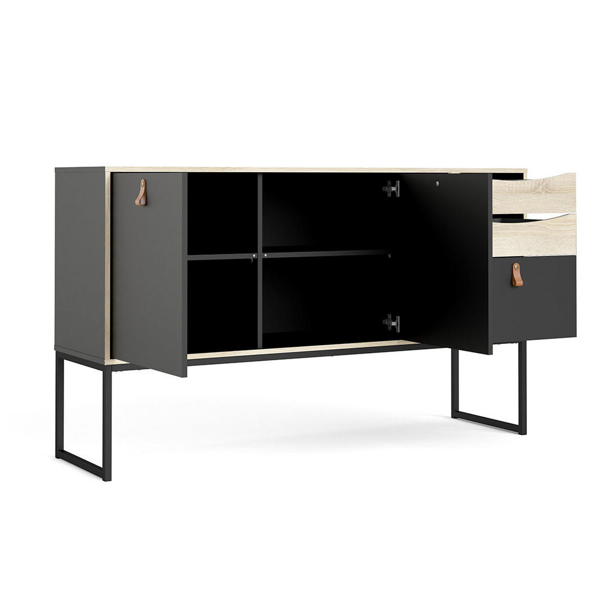 SIDEBOARD Sady Schwarz 147/40/87 cm - Schwarz, Holzwerkstoff (147/87/40cm) - ebuy24