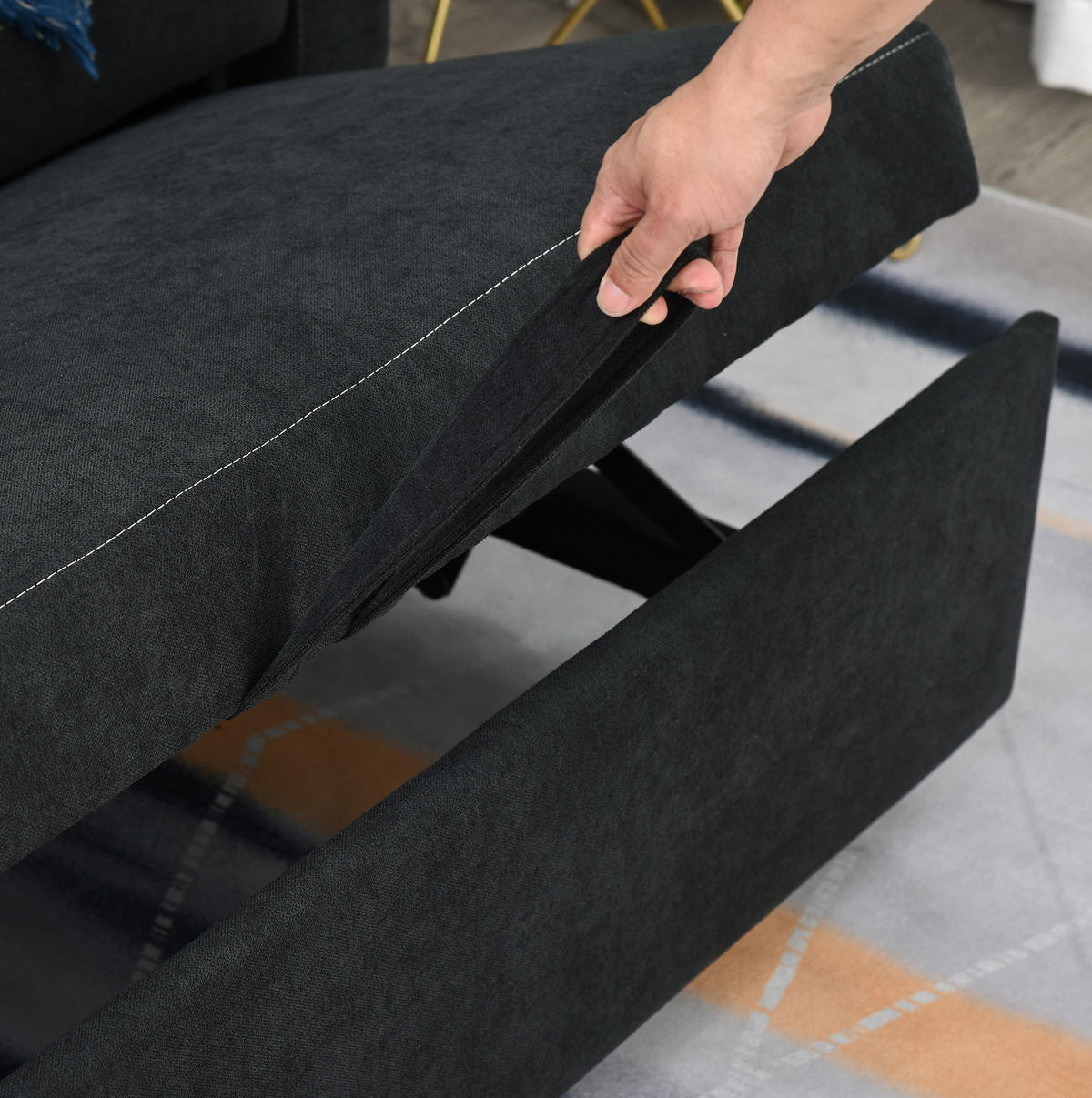 SCHLAFSOFA 155/90/88,5 cm in Schwarz – 3-fach verstellbar - Schwarz, Textil (90/88.5/155cm) - BEAOK