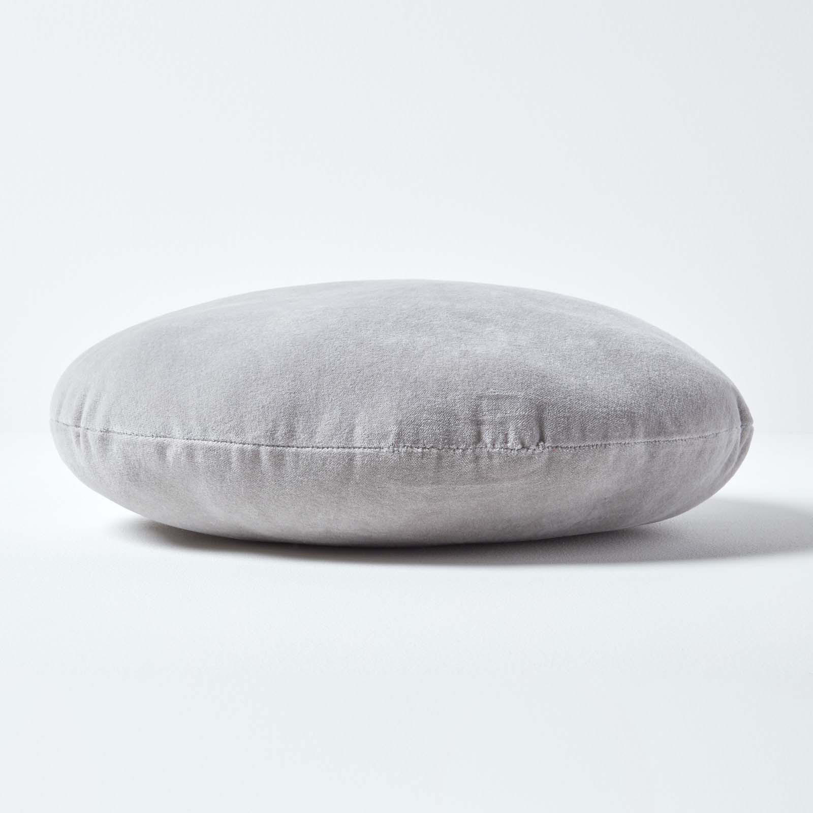 DEKOKISSEN rund grau, Baumwollsamt?40 cm - Hellgrau, Textil (40/40cm) - Homescapes